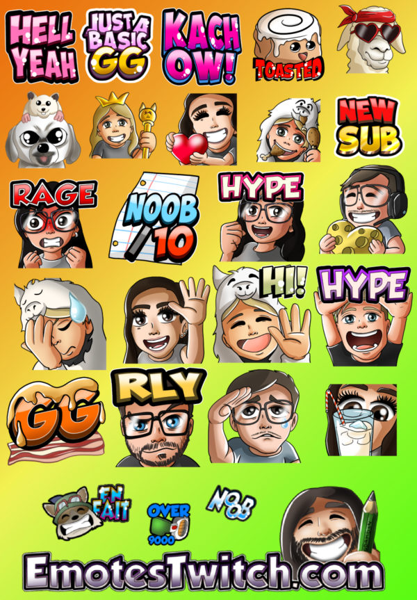 Various custom twitch emotes – Custom emotes and badges for Streamers